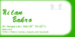 milan bakro business card